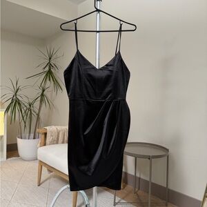 Women’s | Lulus Black Asymmetrical Satin Bodycon Dress | Size Large